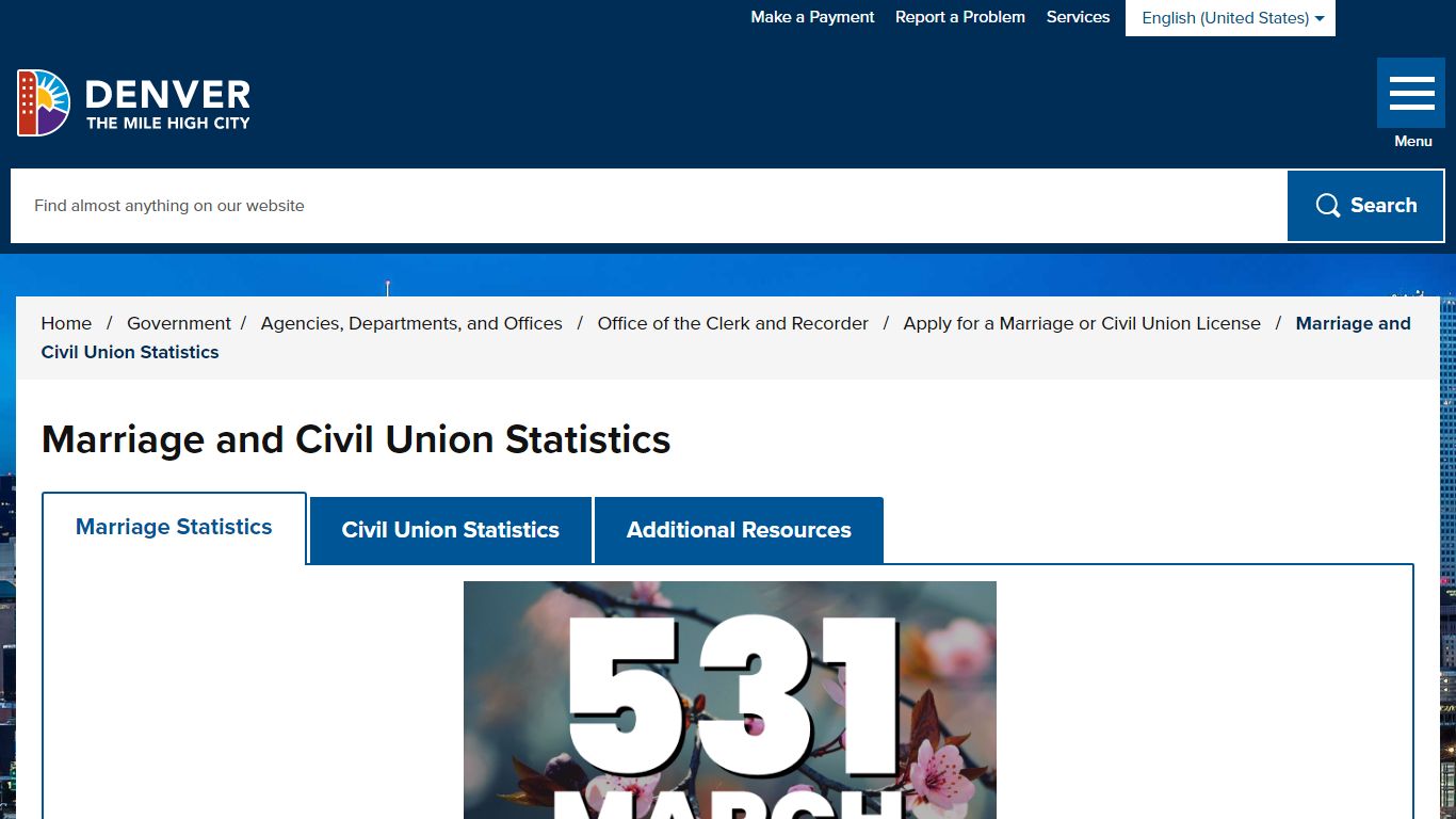 Marriage and Civil Union Statistics - City and County of Denver